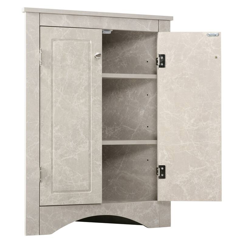 Modern Corner Storage Cabinet With Adjustable Shelves 2 Doors Triangle