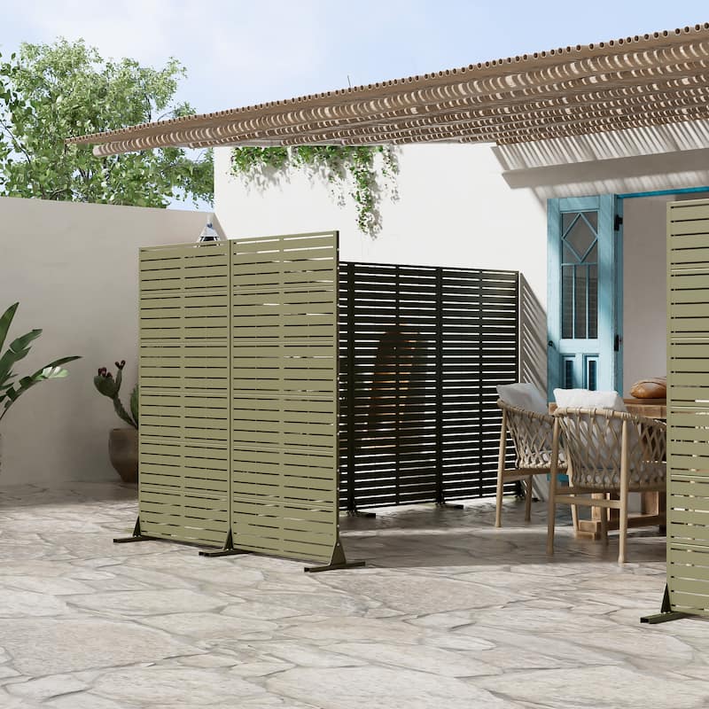 Dovelina 6ft.Outdoor Freestanding Metal Privacy Screen Decorative Garden Fence
