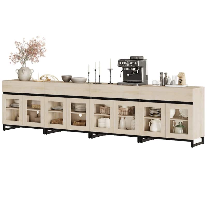 Modern Dresser With Glass Doors, Drawer, And Adjustable Shelf - Multifunctional Storage Cabinet For Living Room Or Bedroom