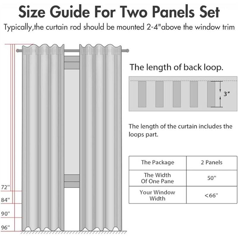 White Blackout Curtains 90" Back Tab/Rod Pocket
