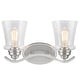 preview thumbnail 3 of 3, Aspen Creative Two-Light Metal Bathroom Vanity Wall Light Fixture, 15 1/2" Wide, Satin Nickel with Clear Glass Shade