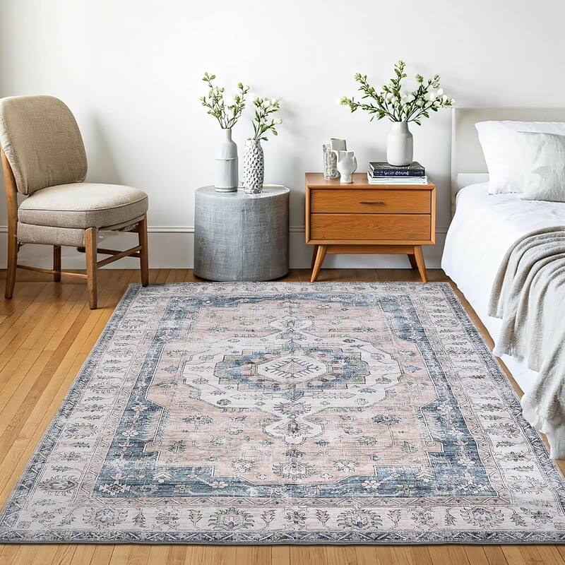 Delara Machine Washable Area Rug, Soft & Durable, Non-Slip Backing, Eco- Friendly GRS certified.