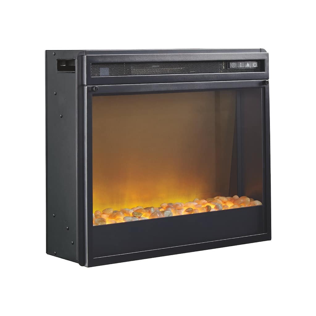 Entertainment Accessories Contemporary Fireplace Insert Glass/Stone Black