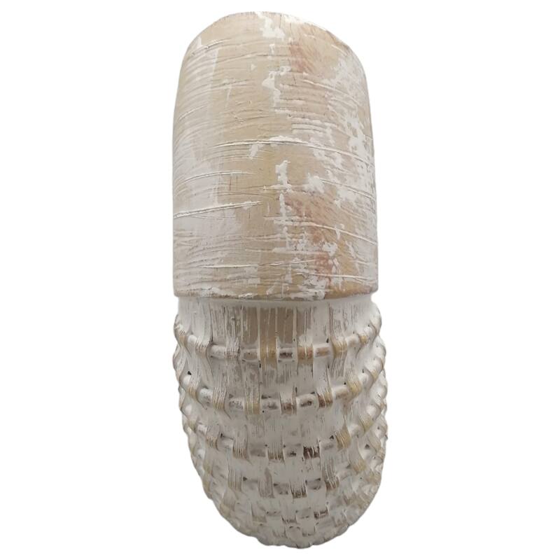 Polyresin Woven Shell Decor Figurine - White