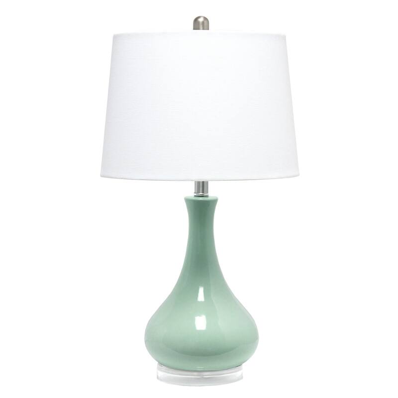 26.25 in. Aqua Finish Table Lamp with White Shade, Sturdy Table Lamp for Living Rooms and Bedrooms