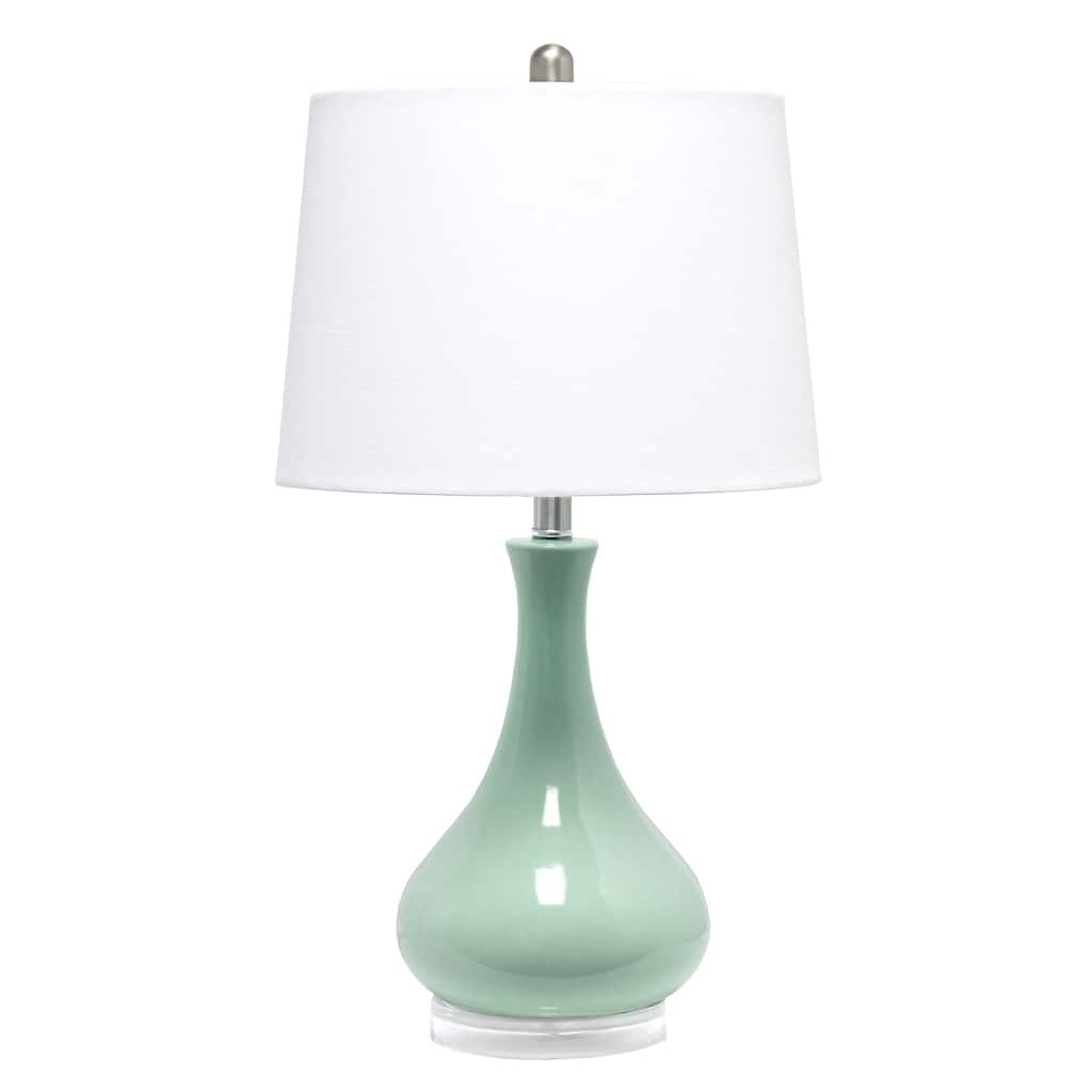 26.25 in. Aqua Finish Table Lamp with White Shade, Sturdy Table Lamp for Living Rooms and Bedrooms