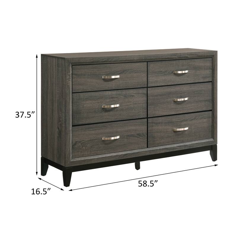 Vallendale Weathered Grey 6-Drawer Dresser