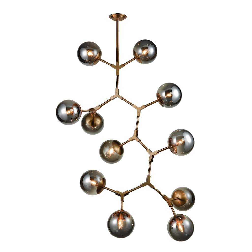 Elk Home Synapse Aged Brass With Smoked Glass 11 Light Chandelier