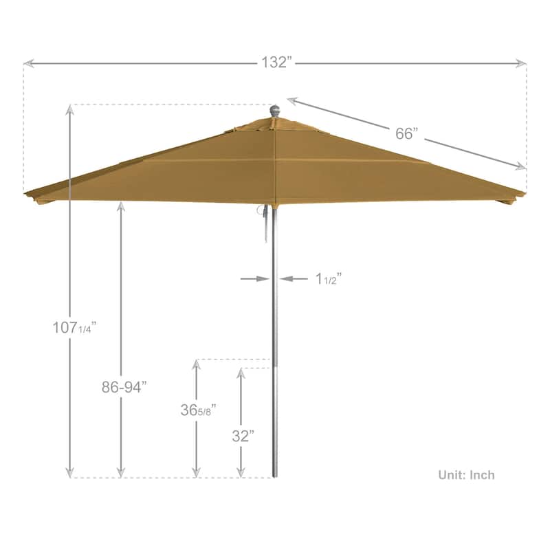California Umbrella 11' Venture Series Patio Umbrella, Silver Aluminum Pole Fiberglass Ribs Pulley Lift Sunbrella