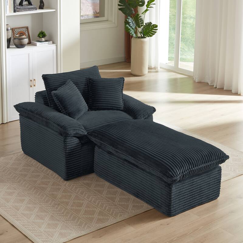 51.97" Modern Comfortable Cushioned Compression Single Sofa with Footrest