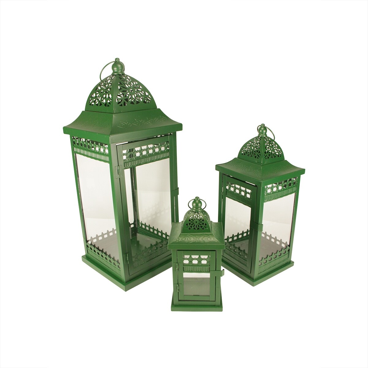 Shop Set Of 3 Green Garden Getaway Ornate Pillar Candle Holder