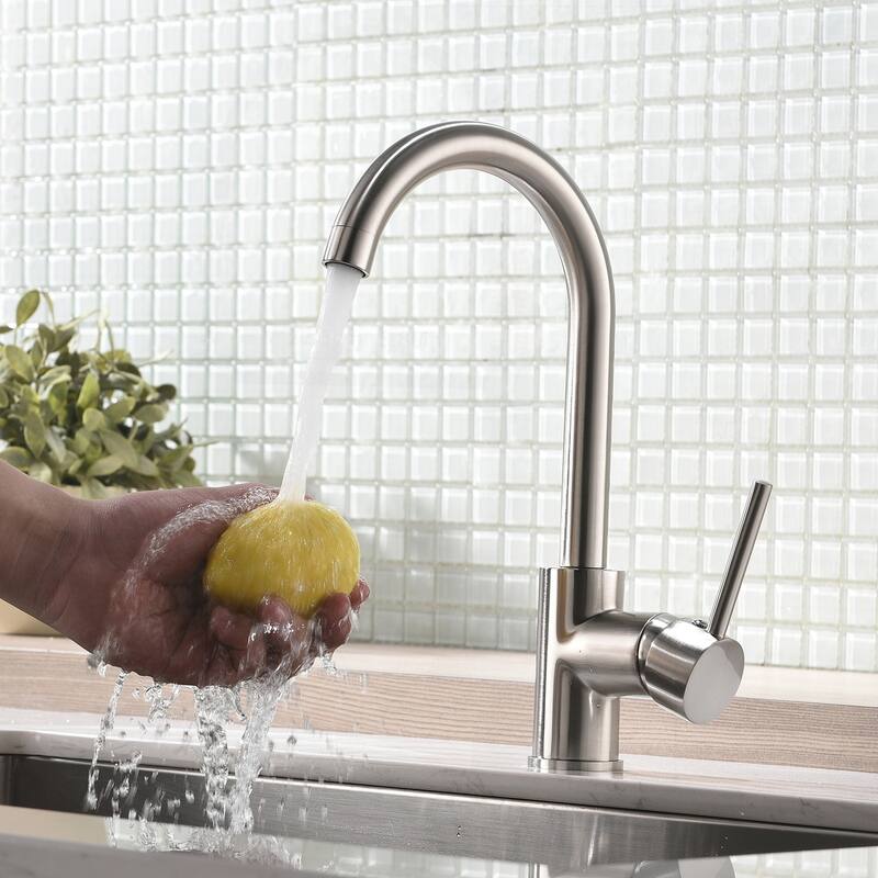 Stainless Steel Single Handle Kitchen Faucet with 360-Degree Rotation