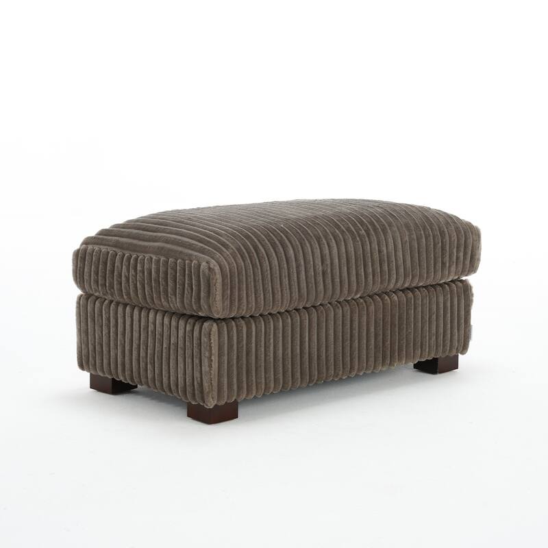 40" Oversized Plush Flannel Upholstered Ottoman Footstool Set of 2