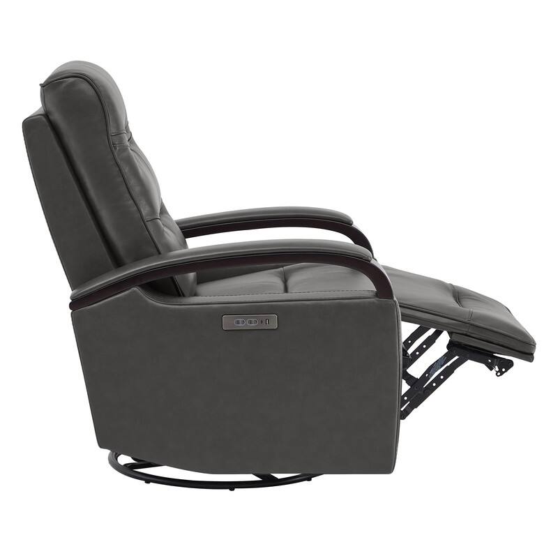 Spruce & Spring Regan Leather Power Recliner Swivel Glider Rocker with Power Headrest