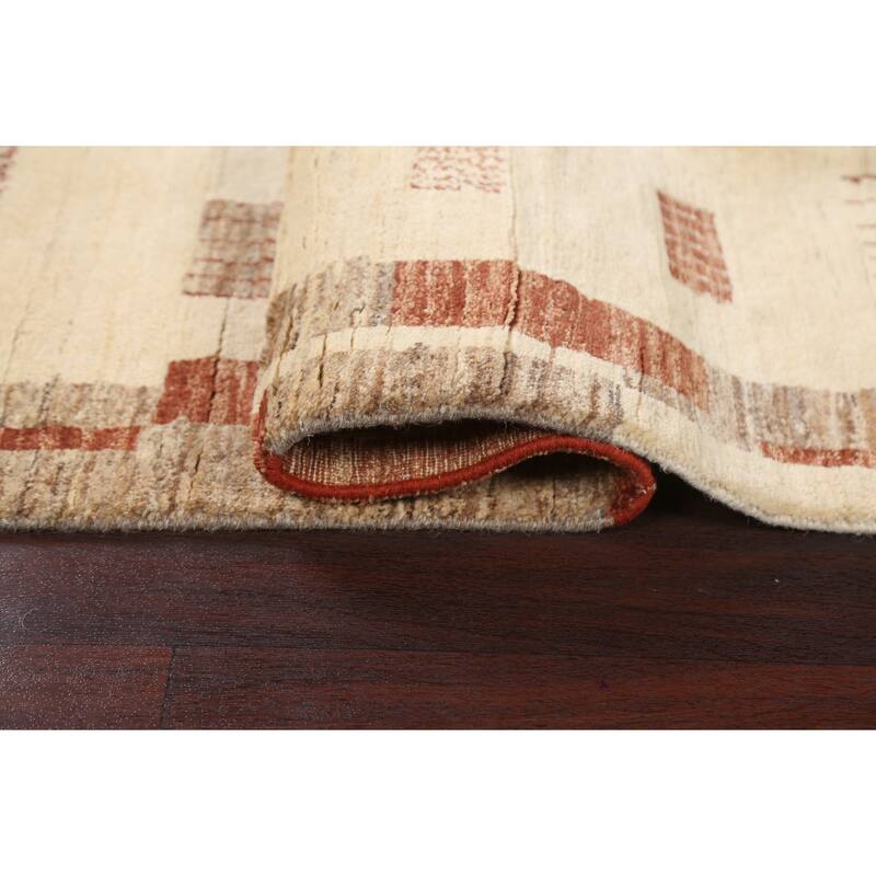 Wool Geometric Gabbeh Kashkoli Oriental Area Rug Hand-knotted Carpet - 3'5" x 5'3"