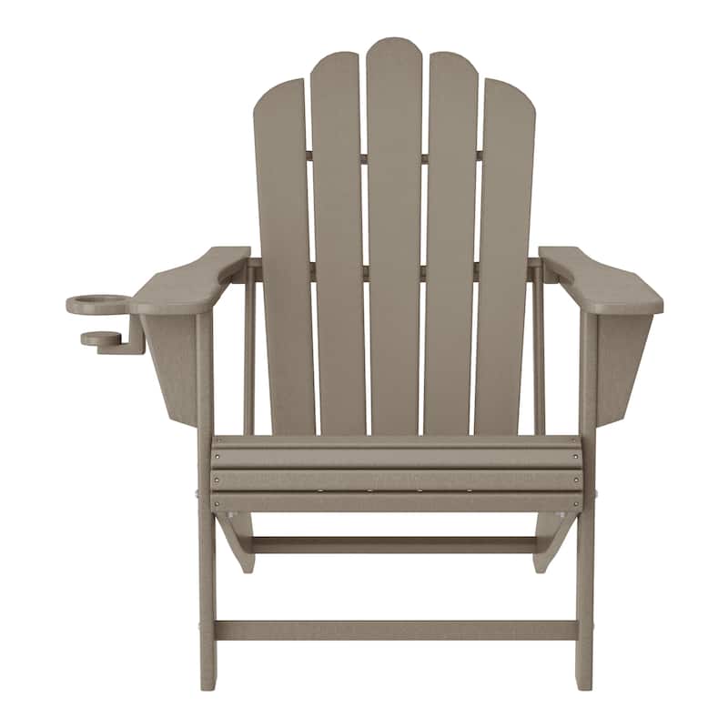 Aderson Outdoor Patio Adirondack Chair with Side Table and Coffee Table 4-Piece Conversation Set