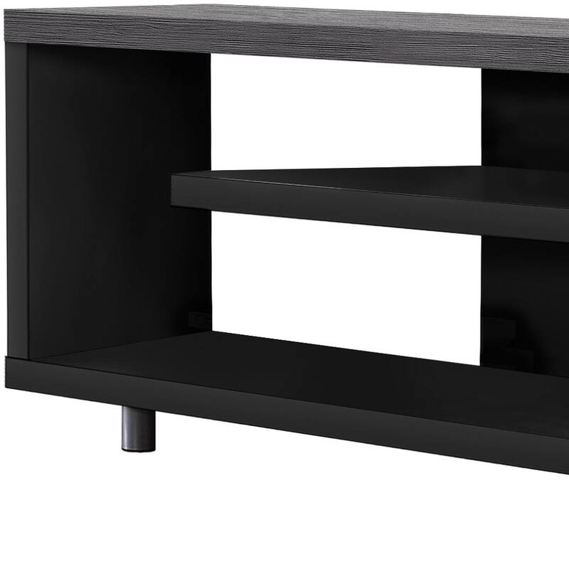 16 Black-Grey Particle Board Open Shelves TV Stand Cabinet with One Storage Drawer - 60”L x 15.75”W x 24”H