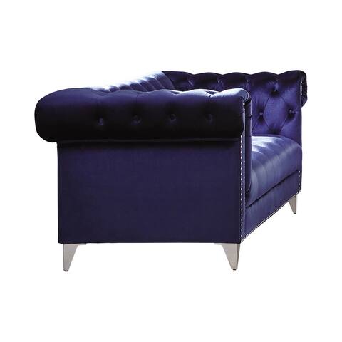 Bleker Blue Tufted Tuxedo Arm Loveseat