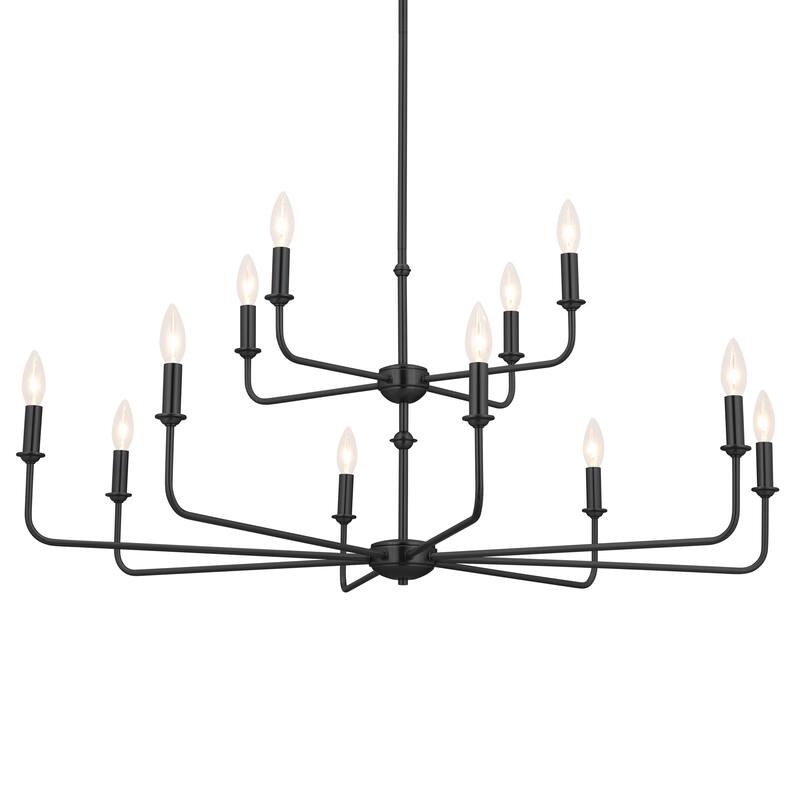 Kichler Lighting Pallas 12-Light Black 2-Tier Chandelier - 42.75 in