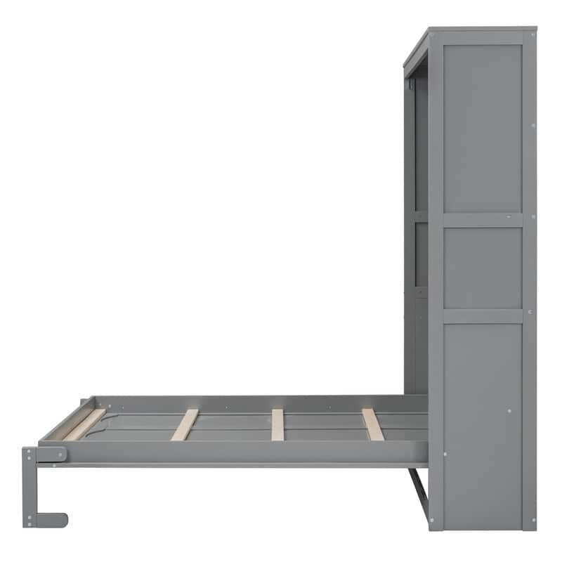 Wooden Quenn Size Murphy Bed Wall Bed with Shelves