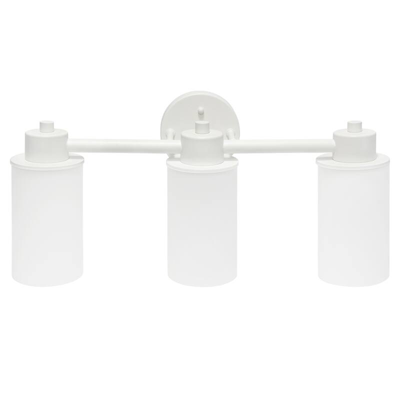 3-Light Vanity Light Fixture - Metal & White Glass Shade - Bathroom Uplight Downlight - Hallway Entryway - 7.5
