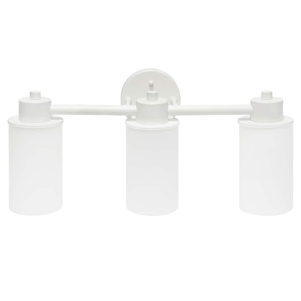 3-Light Vanity Light Fixture - Metal & White Glass Shade - Bathroom Uplight Downlight - Hallway Entryway - 7.5