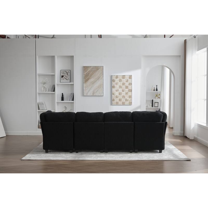 GDFStudio - Modular Polyester 6-Seat 113.39" Sectional with Storage Ottoman