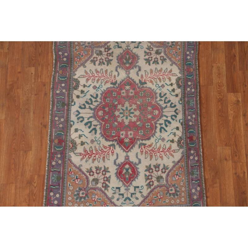Tabriz Persian Accent Rug Hand-Knotted Floral Wool Carpet - 3'1"x 4'9"