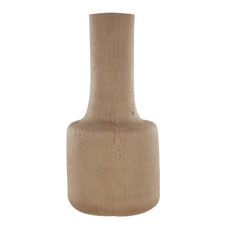 Paper Mache Abstract Distressed Textured Decorative Vase with Triangular or Geometric Handle - Brown - Roche River Decor
