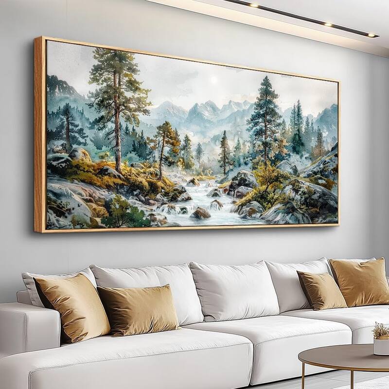 Forest Tree Paintings Rivulet View landscape Wall Pictures Artwork - 20 x 40