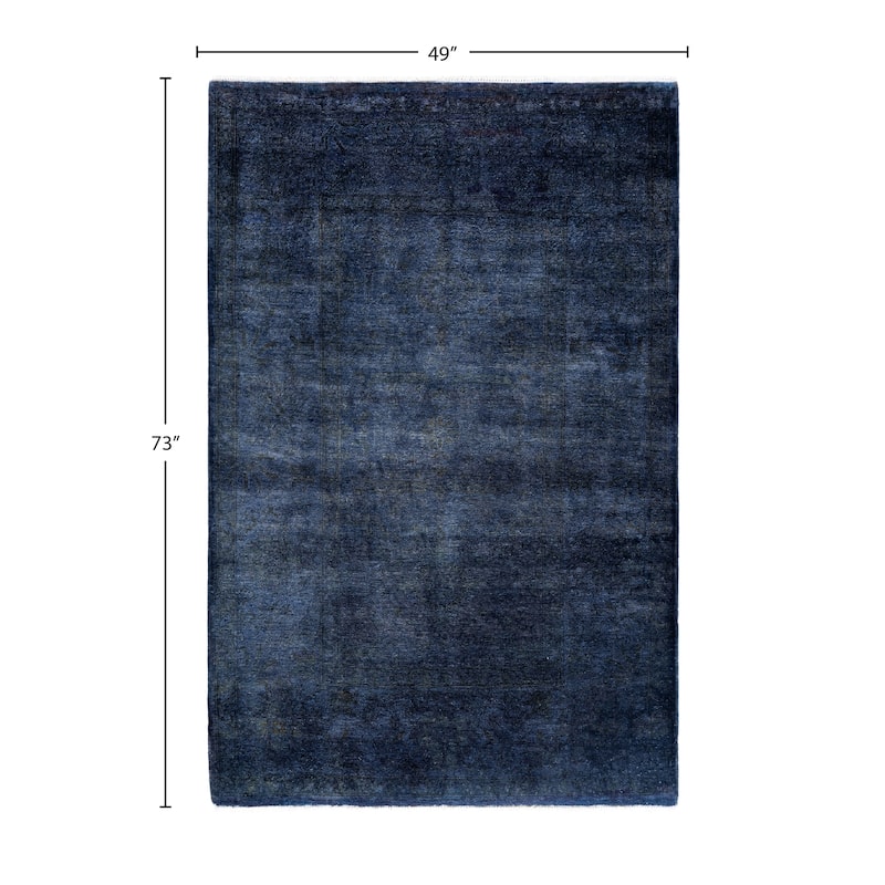 Overdyed One-of-a-Kind Hand-Knotted Area Rug - Navy - 4' 1" x 6' 1"