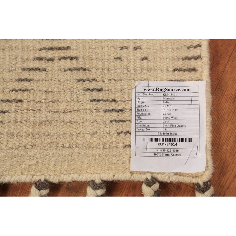 Trellis Moroccan Indian Rug Hand-Knotted Wool Carpet - 2'0"x 3'0"