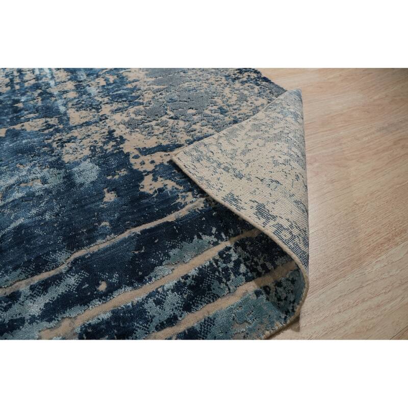 EORC Hand-Knotted Wool Hand-Crafted Rug, Ivory/Dark Teal | Elegant and Durable Area Rug for Enhancing the Comfort and St