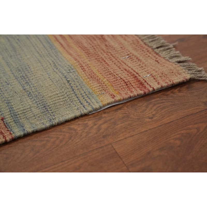 Hand Woven Oriental 100% Wool Carpet Southwestern Tribal Yellow & Gold Kilim Area Rug - 5' 9'' X 3' 11''