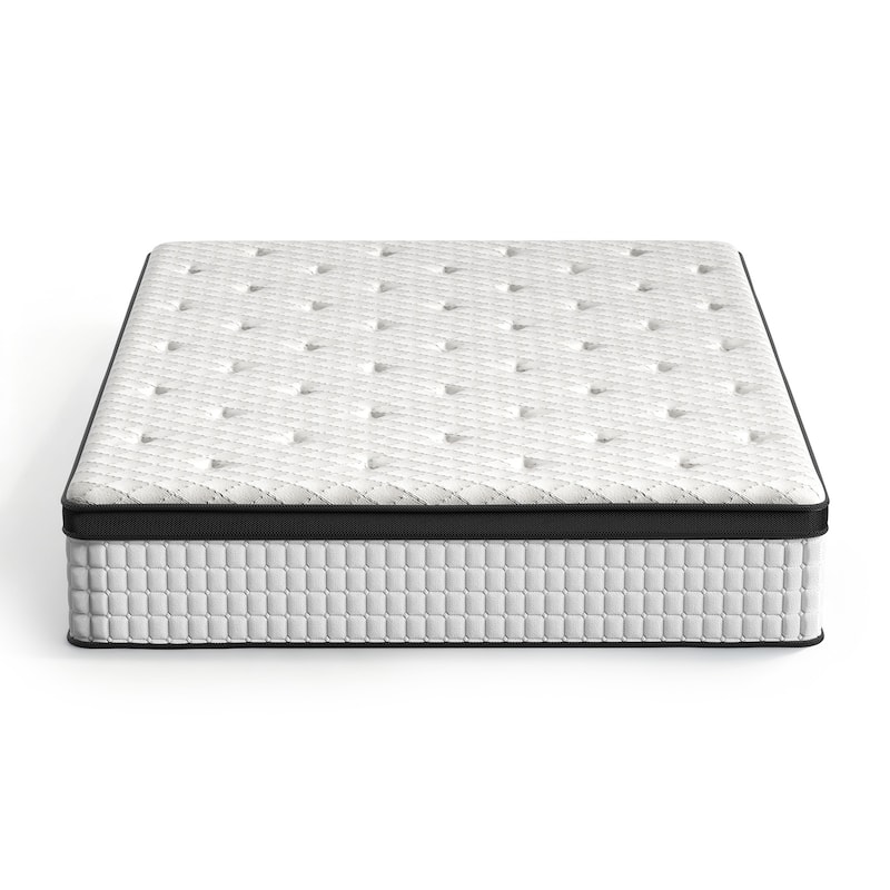 Pocassy 12" Mattress Hybrid Mattress Gel Memory Foam & Zone Pocket Coil Support - White - King