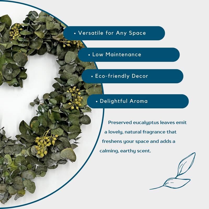 Preserved Real Eucalyptus Heart Wreath 14” Green Valentine’s Day Decorative Heart Wreath for Door, Wall, or Home Décor
