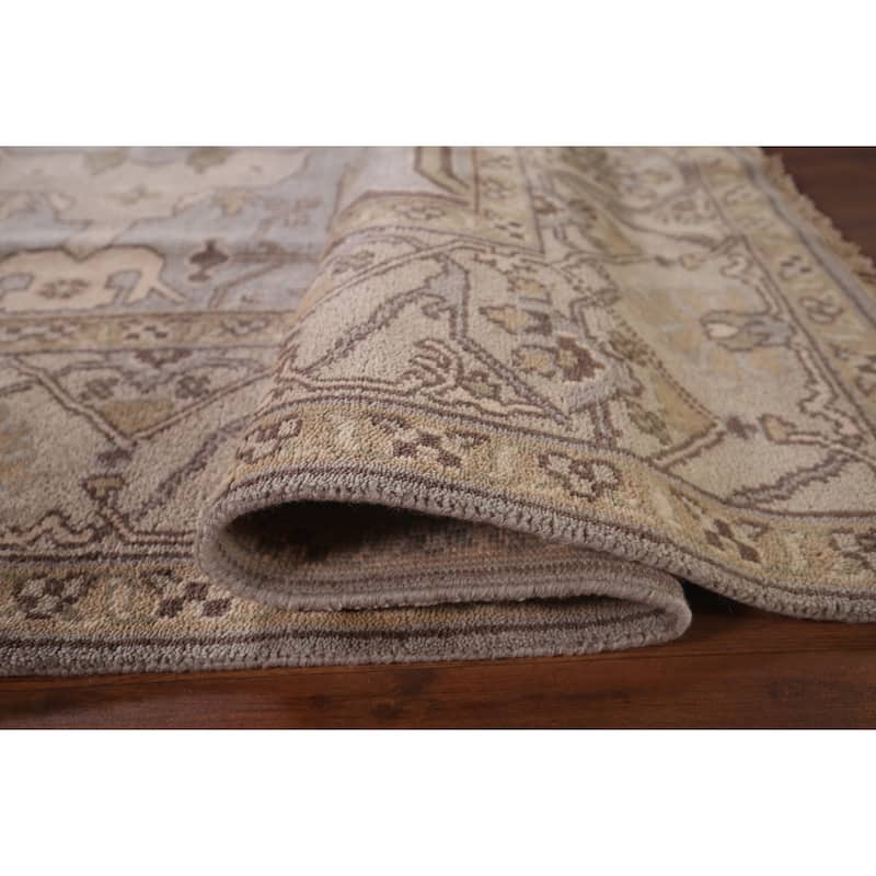 Gray Oushak Oriental Area Rug Handmade Wool Carpet - 8'3"x 9'11"