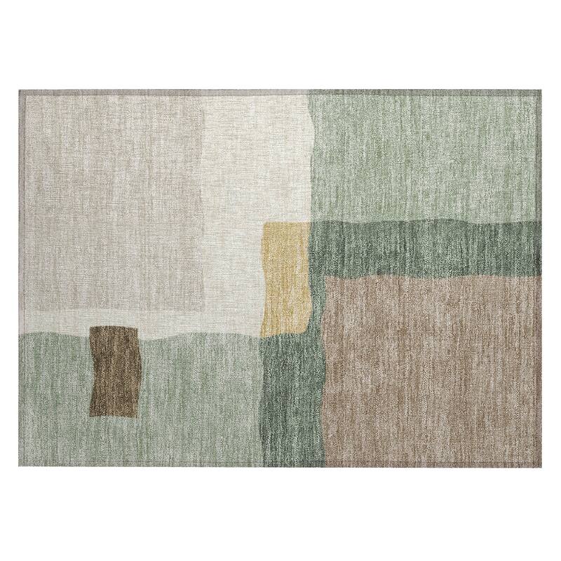 Machine Washable Indoor/ Outdoor Contemporary Blox Chantille Rug