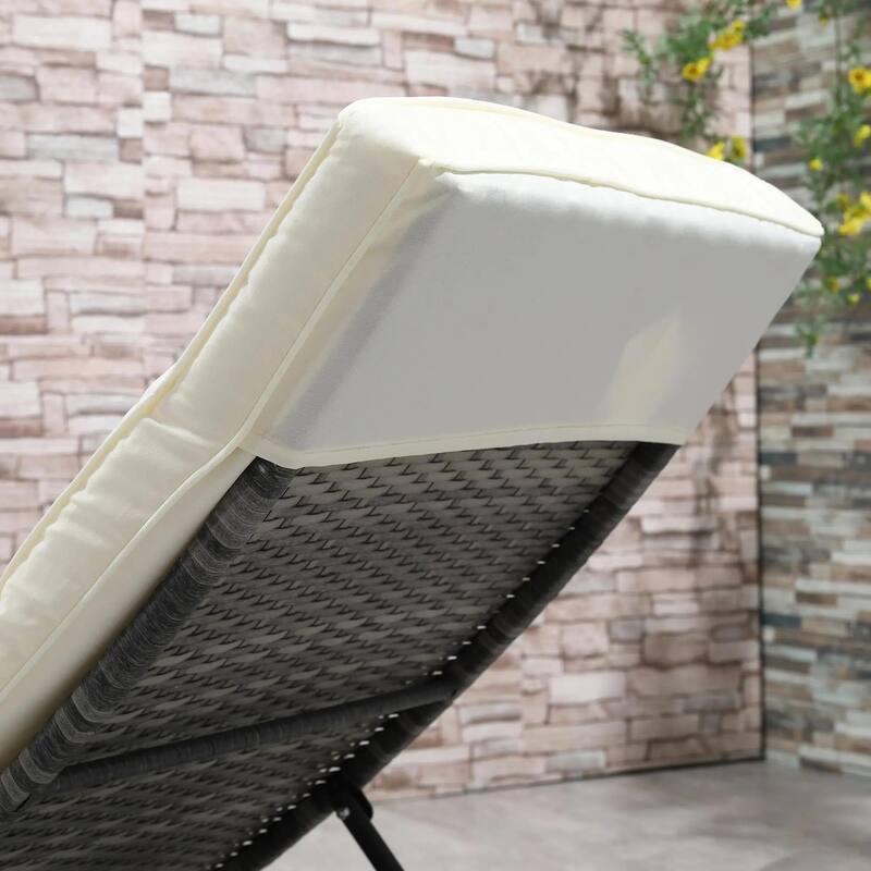 Foldable Chaise Lounge, 5-Level Adjustable Backrest, Breathable Mesh