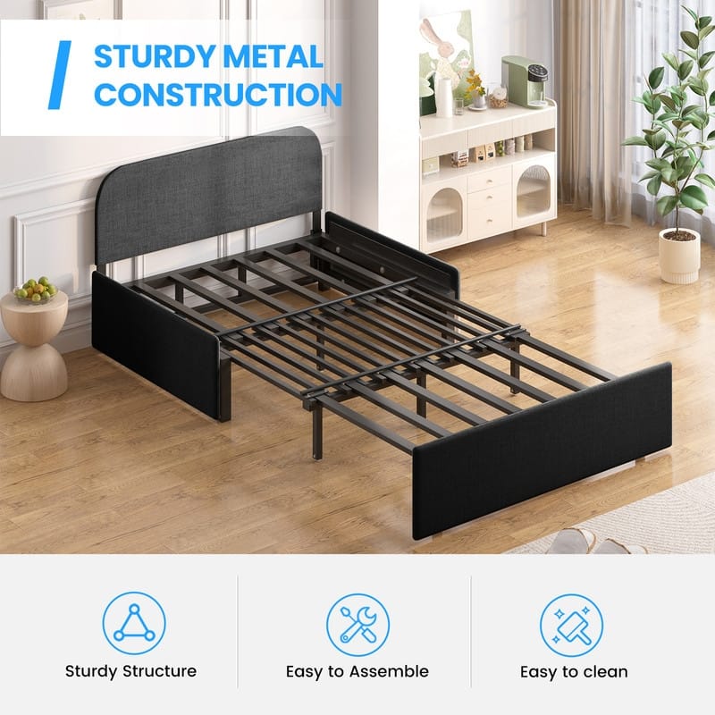 Mixoy Linen 2-in-1 Convertible Sofa Bed,Twin/Queen Pull Out Sleeper Sofa with Mattress,Cushions