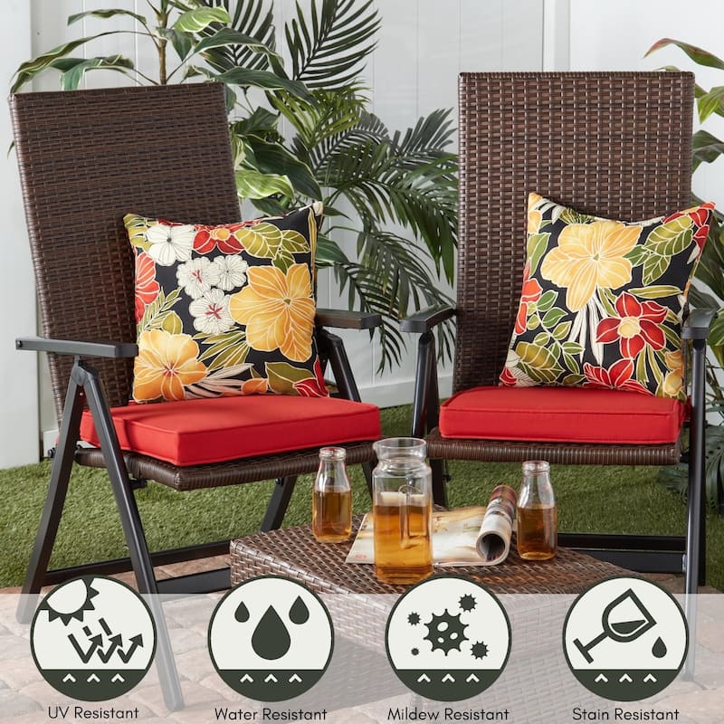 Aloha Floral 17-inch Outdoor Pillow (Set of 2) by Greendale Home Fashions