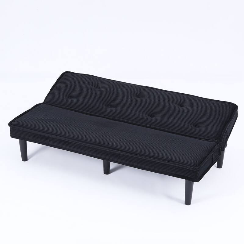 This 66-inch corduroy sofa bed can switch between the two comfortable forms