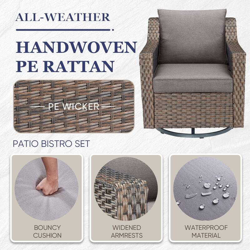 Gymojoy Outdoor Wicker Swivel Glider Chairs with Cushions