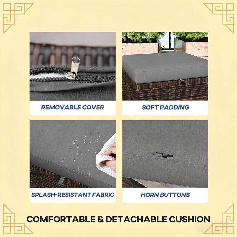 GDFStudio - Miles Versatile Wicker Ottoman Cubes for Outdoor Seating and Flexible Use Set of 2