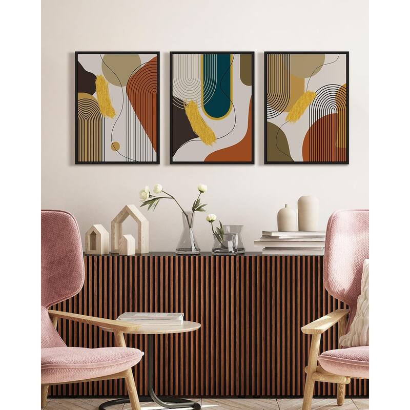 Abstract Framed Wall Art Modern Minimalist Luxury Gold Line Artwork