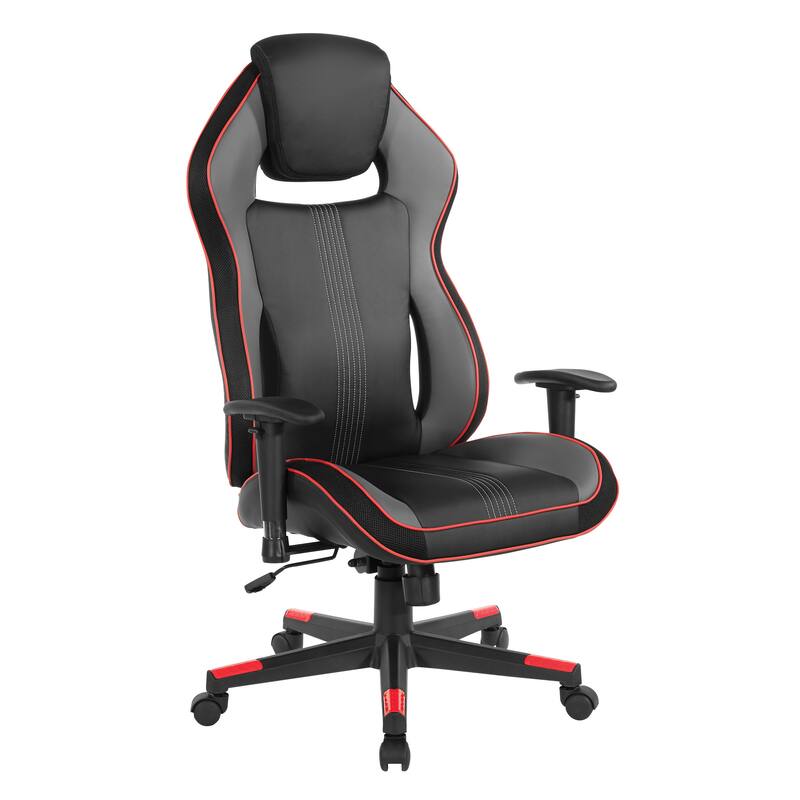 BOA II Gaming Chair in Bonded Leather with Color Accents - Red