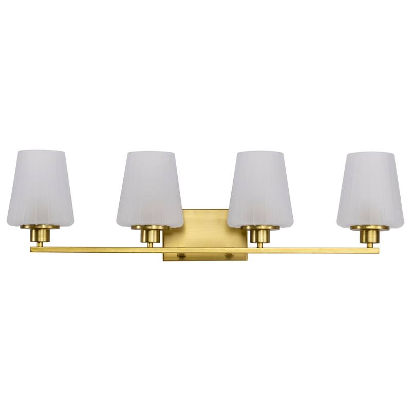 Lune 4 Light Vanity Vintage Brass Finish Etched White Glass - Vintage Brass