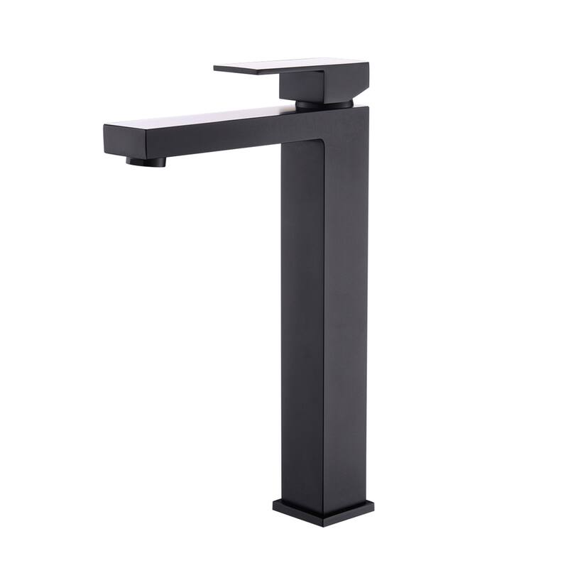 Matte Black Bathroom Faucet Single Handle Tall Vessel Sink Faucet Vanity Bathroom Faucet Basin Mixer Tap - Black