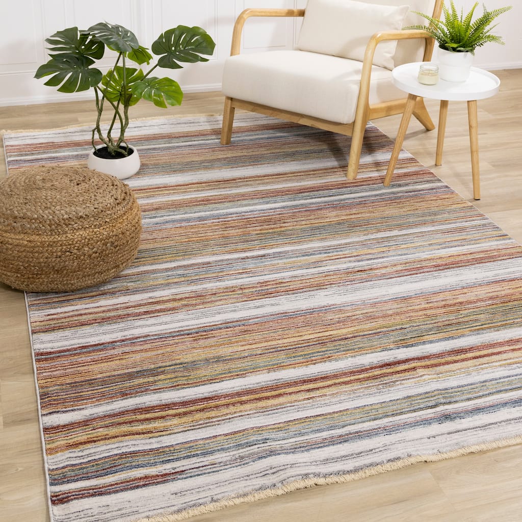 Alpine Rug Co. Olivia Multicolor Distressed Stripes Rug