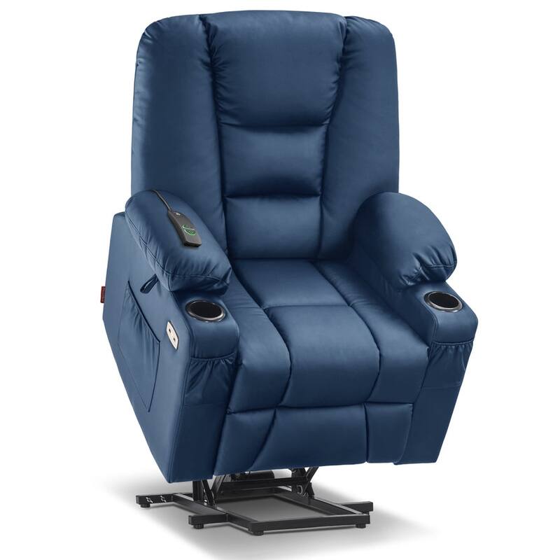 MCombo Small Power Lift Recliner Chair with Massage and Heat for Short Elderly People, Faux Leather 7569